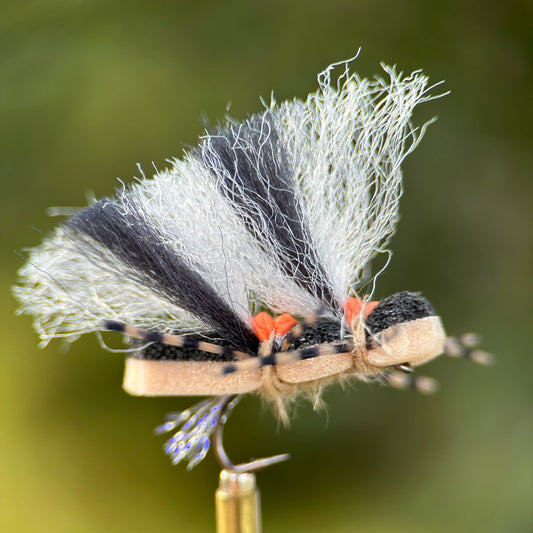 tan and black colored double trouble Chernobyl dry fly photo